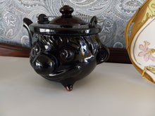 Load image into Gallery viewer, Vintage Pottery Clown Teapot Dark Brown Teapot Clown Collectible Teapot Metal wire coil handle Clown decor