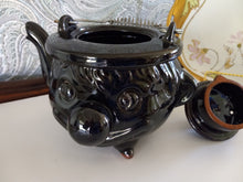 Load image into Gallery viewer, Vintage Pottery Clown Teapot Dark Brown Teapot Clown Collectible Teapot Metal wire coil handle Clown decor