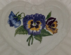 Belleek Ireland Ceramic Trinket Dish with Hand Painted Pansies