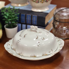 Load image into Gallery viewer, Antique W. H. Grindley Co. England Butter/Cheese Dish with Lid, Semi-Porcelain Floral Vine Pattern