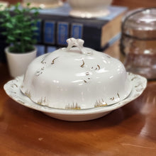 Load image into Gallery viewer, Antique W. H. Grindley Co. England Butter/Cheese Dish with Lid, Semi-Porcelain Floral Vine Pattern