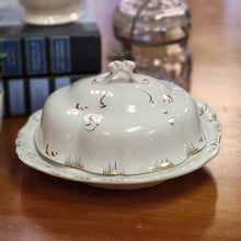 Load image into Gallery viewer, Antique W. H. Grindley Co. England Butter/Cheese Dish with Lid, Semi-Porcelain Floral Vine Pattern