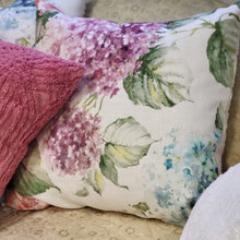 Load image into Gallery viewer, Handmade Hydrangea and Chenille Pillow