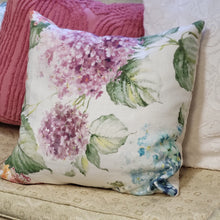 Load image into Gallery viewer, Handmade Hydrangea and Chenille Pillow