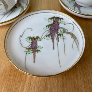 Soko China Demitasse Cup & Saucers, Hand Painted Wisteria Design