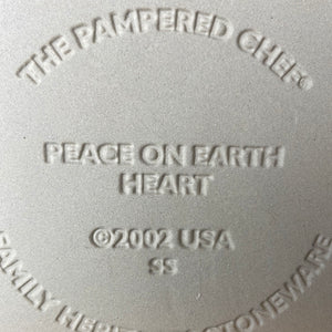 Pampered Chef Cookie Mold - Peace on Earth Heart, Family Heritage Stoneware