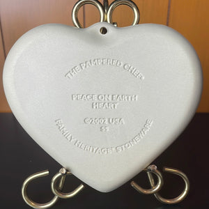 Pampered Chef Cookie Mold - Peace on Earth Heart, Family Heritage Stoneware